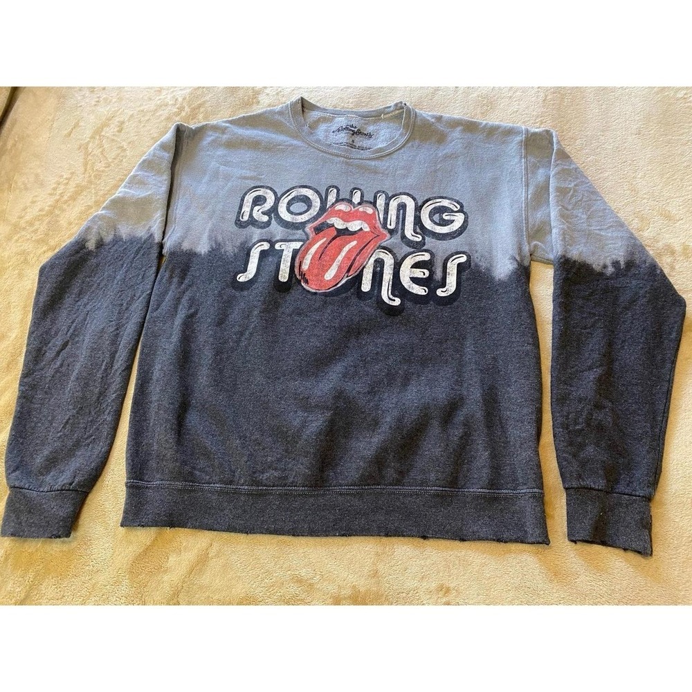 Rolling Stones Sweatshirt Distressed Two Tone Crew Neck Oversized Small s52